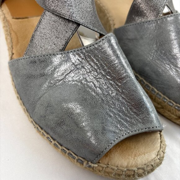 Kanna Espadrille Sandals Women’s 41 Metallic Silver Crisscross Slingback Spain - Picture 5 of 16